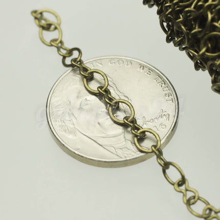 3 feet Antique Brass Plated SOLDERED BIG Fashion Figure 8 Connector Chain - 4.5x3.8mm Soldered Link FIG8L