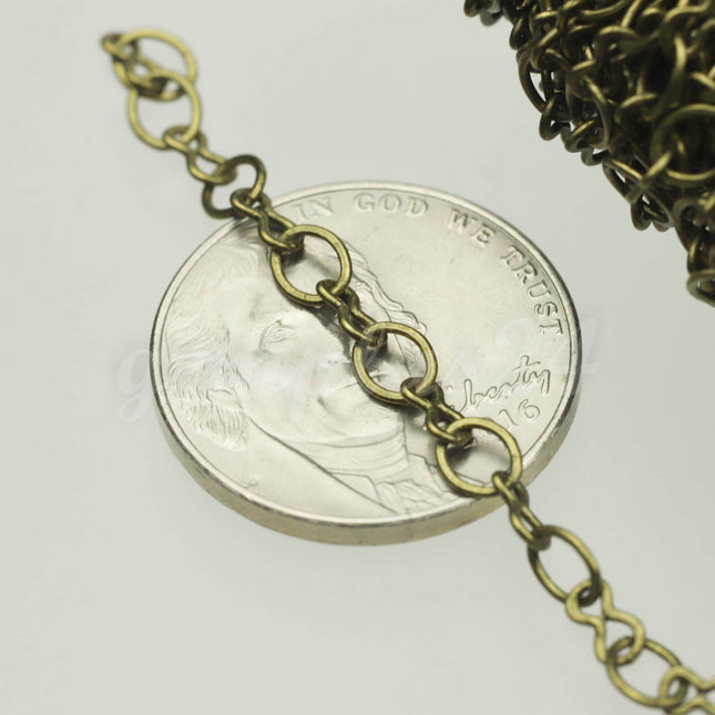 300 feet Antique Brass Plated SOLDERED BIG Fashion Figure 8 Connector Chain - 4.5x3.8mm Soldered Link FIG8L