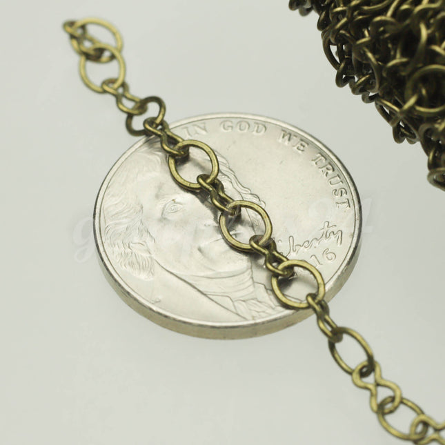 32 feet Antique Brass Plated SOLDERED BIG Fashion Figure 8 Connector Chain - 4.5x3.8mm Soldered Link FIG8L