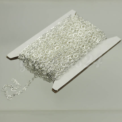 100 feet Sterling Silver Plated SOLDERED BIG Fashion Figure 8 Connector Chain - 4.5x3.8mm Soldered Link FIG8L