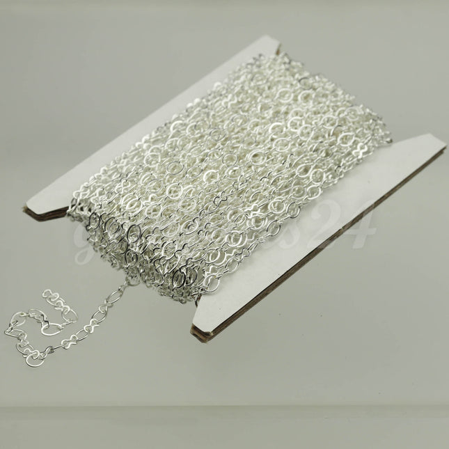 10 feet Sterling Silver Plated SOLDERED BIG Fashion Figure 8 Connector Chain - 4.5x3.8mm Soldered Link FIG8L