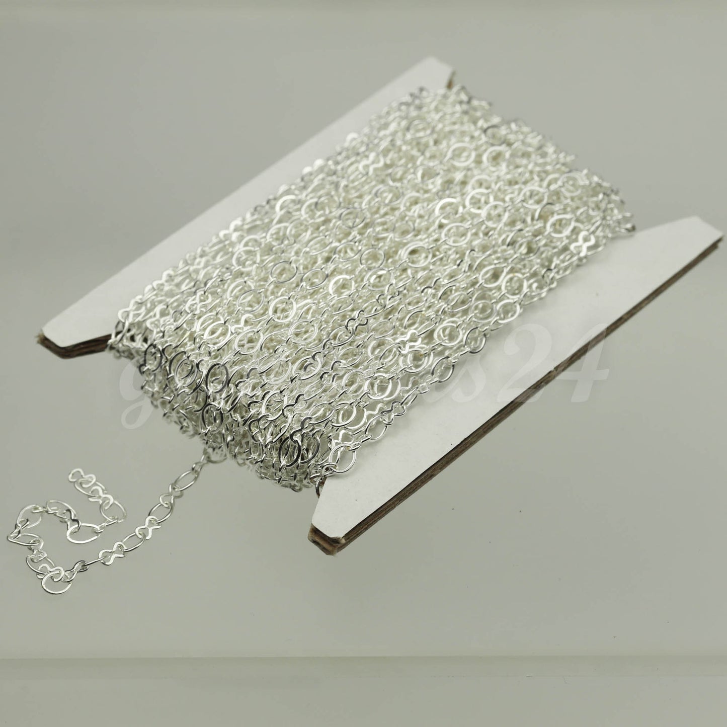 300 feet Sterling Silver Plated SOLDERED BIG Fashion Figure 8 Connector Chain - 4.5x3.8mm Soldered Link FIG8L