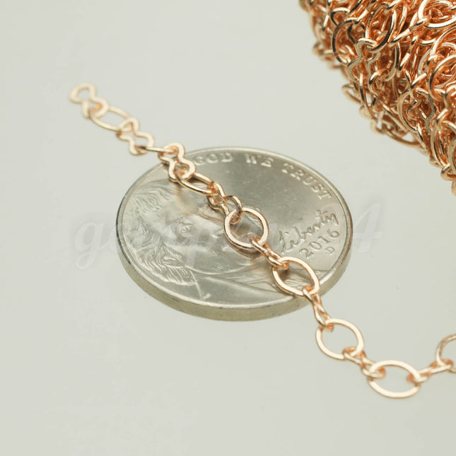 100 ft FASHION Figural 8 Champagne /Pinky Gold Plated SOLDERED BIG Figure 8 Connector Chain - 4.5x3.8mm Soldered Link FIG8L