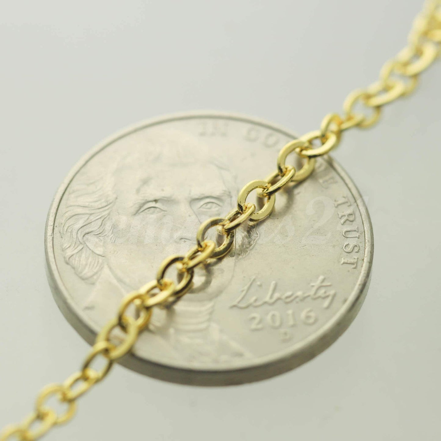 3 feet of Gold Plated Flat Cable Chain 3x3mm Solder Gold Cable Chain -  - 33F