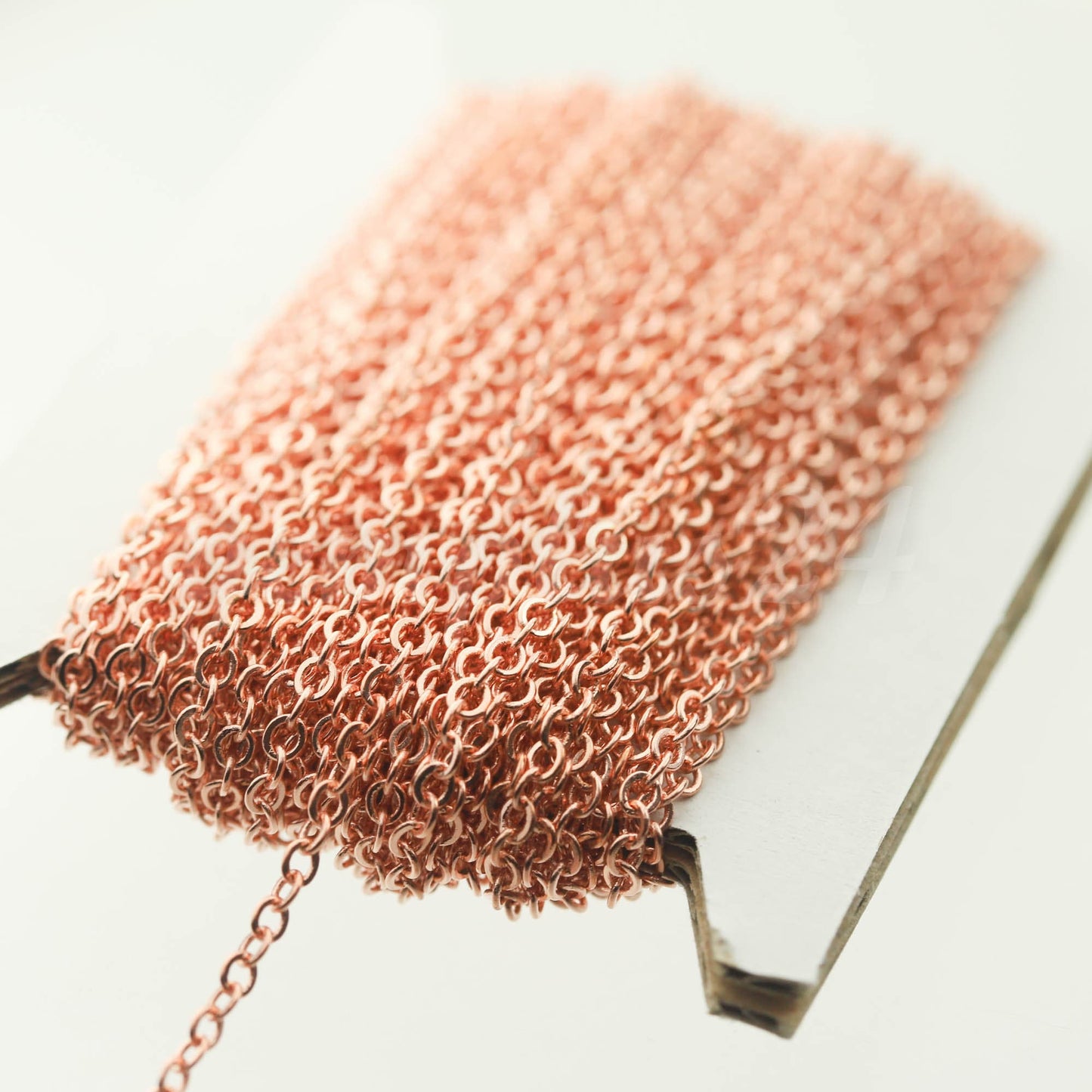 3 feet of Bright Copper Plated Flat Cable Chain 3x3mm Solder Cable Chain -  - 33F