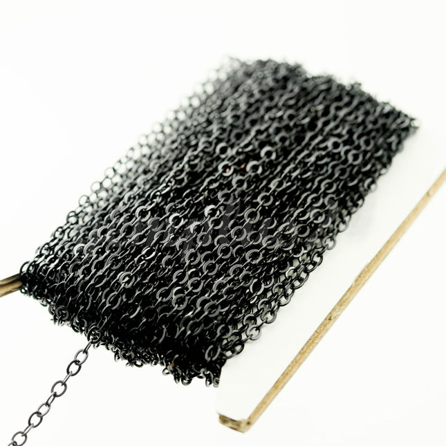 100 feet of Black Finished Flat Cable Chain 3x3mm Solder Black Cable Chain -  - 33F