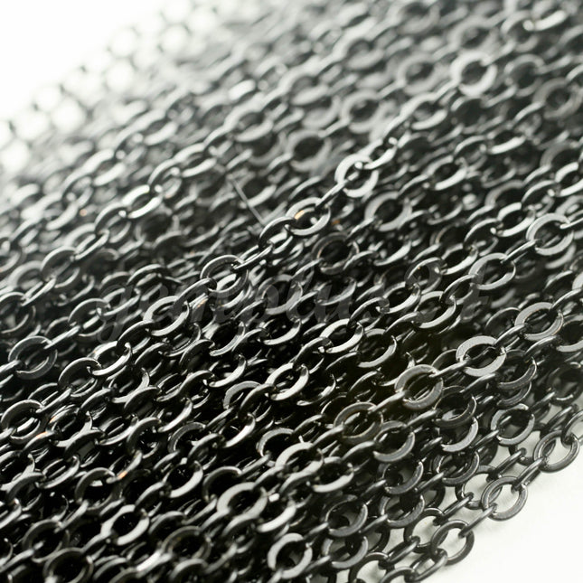 3 feet of Black Finished Flat Cable Chain 3x3mm Solder Black Cable Chain -  - 33F