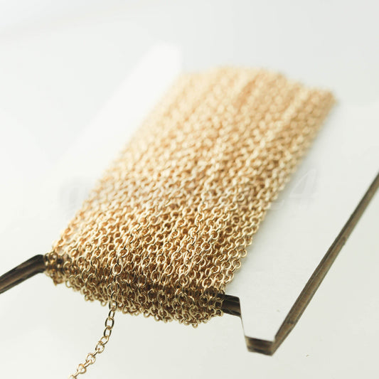 32 ft of Champagne Gold (Pinky Gold) Plated Round Soldered Chain Cable Chain - 2x2.5mm SOLDERED link - 225S