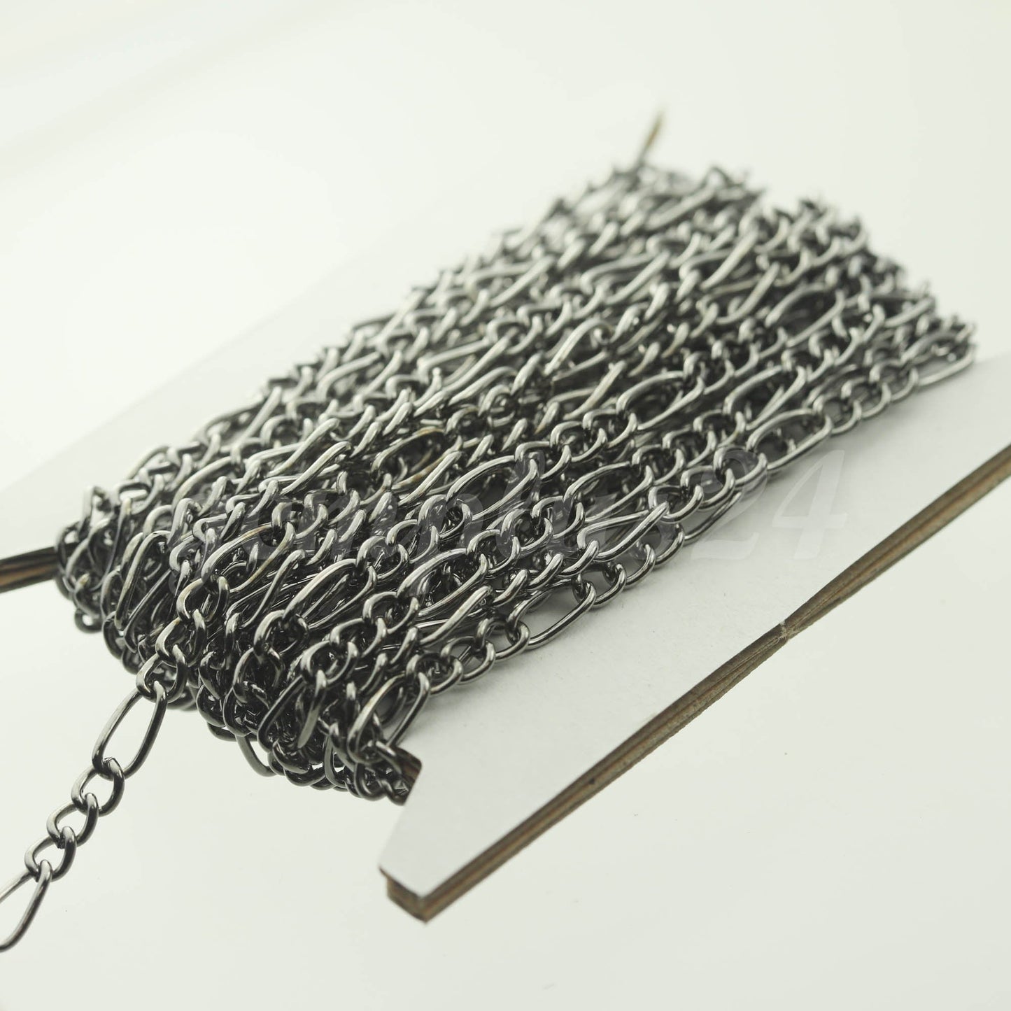 300 feet Gunmetal Plated Chunky Sturdy Heavy Long and Short (3 and 1) Chain FIGARO chain 9x4mm - Necklace Bracelet  - 94FIGA