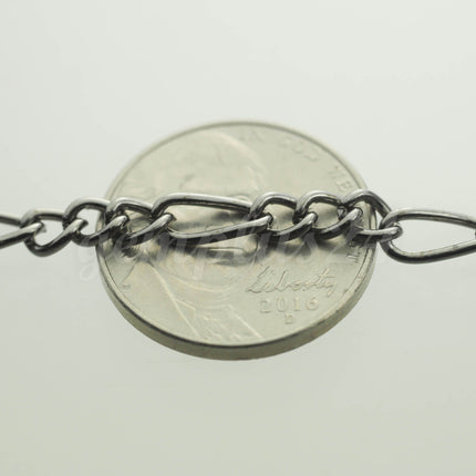 10 feet Gunmetal Plated Chunky Sturdy Heavy Long and Short (3 and 1) Chain FIGARO chain 9x4mm - Necklace Bracelet  - 94FIGA