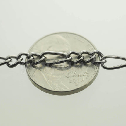100 feet Gunmetal Plated Chunky Sturdy Heavy Long and Short (3 and 1) Chain FIGARO chain 9x4mm - Necklace Bracelet  - 94FIGA