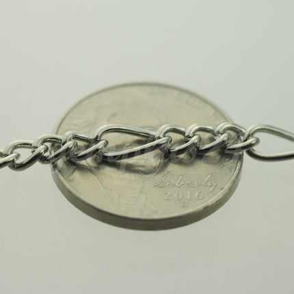 100 feet Rhodium Plated Chunky Sturdy Heavy Long and Short (3 and 1) Chain FIGARO chain 9x4mm - Necklace Bracelet  - 94FIGA