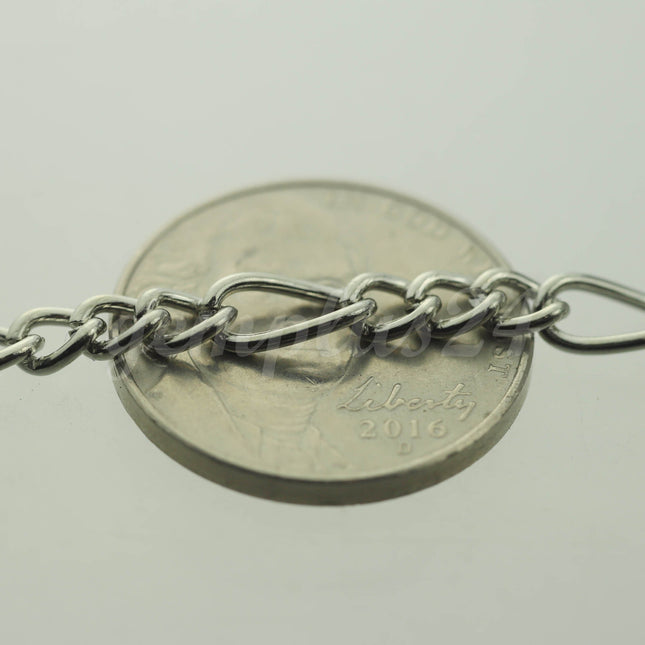 10 feet Rhodium Plated Chunky Sturdy Heavy Long and Short (3 and 1) Chain FIGARO chain 9x4mm - Necklace Bracelet  - 94FIGA