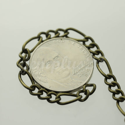 3 feet Antique Brass Plated Chunky Sturdy Heavy Long and Short (3 and 1) Chain FIGARO chain 9x4mm - Necklace Bracelet  - 94FIGA