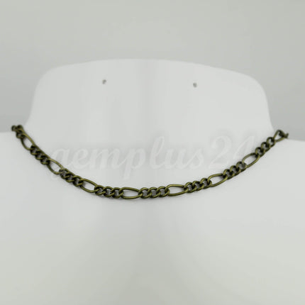 10 feet Antique Brass Plated Chunky Sturdy Heavy Long and Short (3 and 1) Chain FIGARO chain 9x4mm - Necklace Bracelet  - 94FIGA
