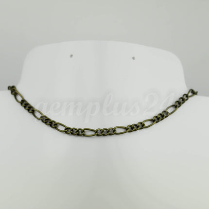 3 feet Antique Brass Plated Chunky Sturdy Heavy Long and Short (3 and 1) Chain FIGARO chain 9x4mm - Necklace Bracelet  - 94FIGA
