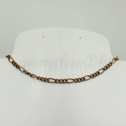 10 feet Antique Copper Plated Chunky Sturdy Heavy Long and Short (3 and 1) Chain FIGARO chain 9x4mm - Necklace Bracelet  - 94FIGA