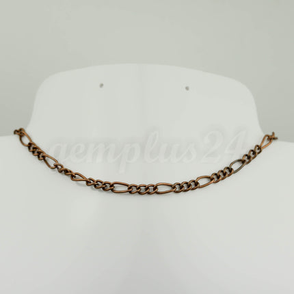 3 feet Antique Copper Plated Chunky Sturdy Heavy Long and Short (3 and 1) Chain FIGARO chain 9x4mm - Necklace Bracelet  - 94FIGA