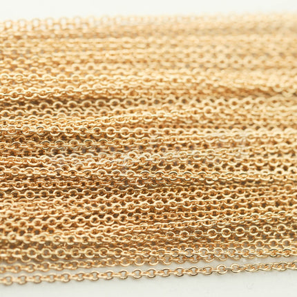 10 ft of Champagne Gold (Pinky Gold) Tiny Dainty Delicate Flat Soldered Necklace Chain - 2mm 2x1.4mm - Free Adequate Jumpring 50pcs - C214F