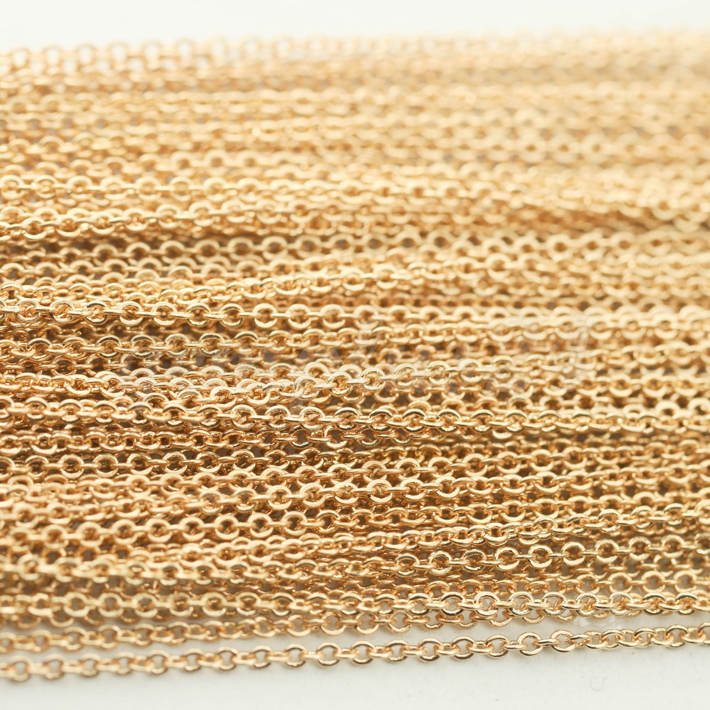 100 ft of Champagne Gold (Pinky Gold) Tiny Dainty Delicate Flat Soldered Necklace Chain - 2mm 2x1.4mm - Free Adequate Jumpring 50pcs - C214F