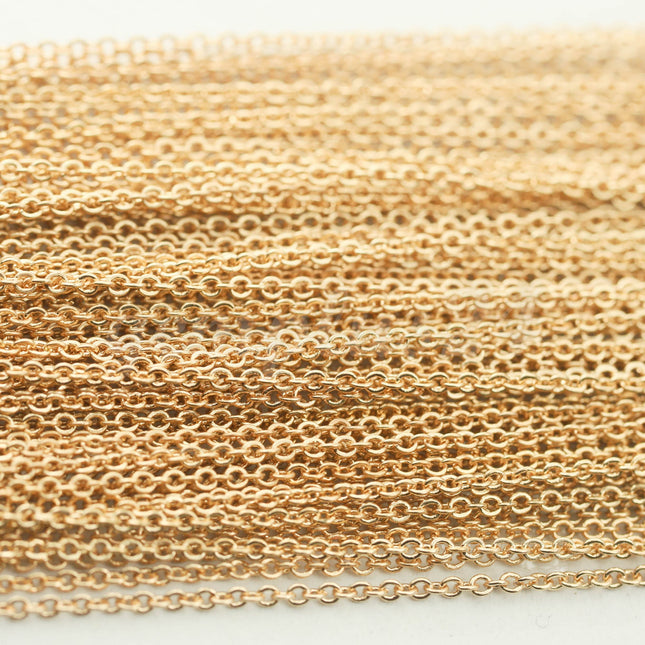 100 ft of Champagne Gold (Pinky Gold) Tiny Dainty Delicate Flat Soldered Necklace Chain - 2mm 2x1.4mm - Free Adequate Jumpring 50pcs - C214F