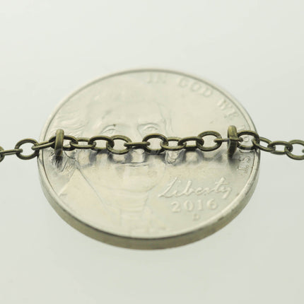 32 ft Antique Brass Satellite Chain Flat BALL Chain - 3x1.7mm SOLDERED link - Antique Bronze Tiny Small Ball Flat Cable - 317FSAT