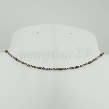32 ft Antique Brass Satellite Chain Flat BALL Chain - 3x1.7mm SOLDERED link - Antique Bronze Tiny Small Ball Flat Cable - 317FSAT