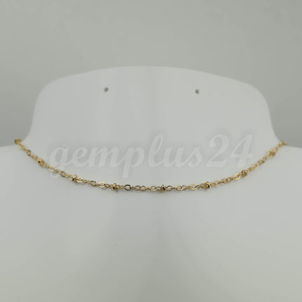 10 ft Pinky Gold (Champagne Gold) Plated Satellite Chain Flat BALL Chain - 3x1.7mm SOLDERED link - Dainty Delicate Chain - Bulk - 317FSAT