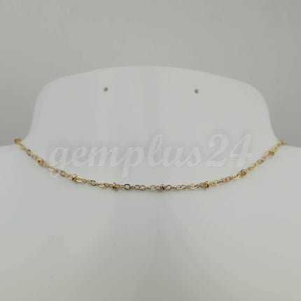 100 ft Pinky Gold (Champagne Gold) Plated Satellite Chain Flat BALL Chain - 3x1.7mm SOLDERED link - Dainty Delicate Chain - Bulk - 317FSAT
