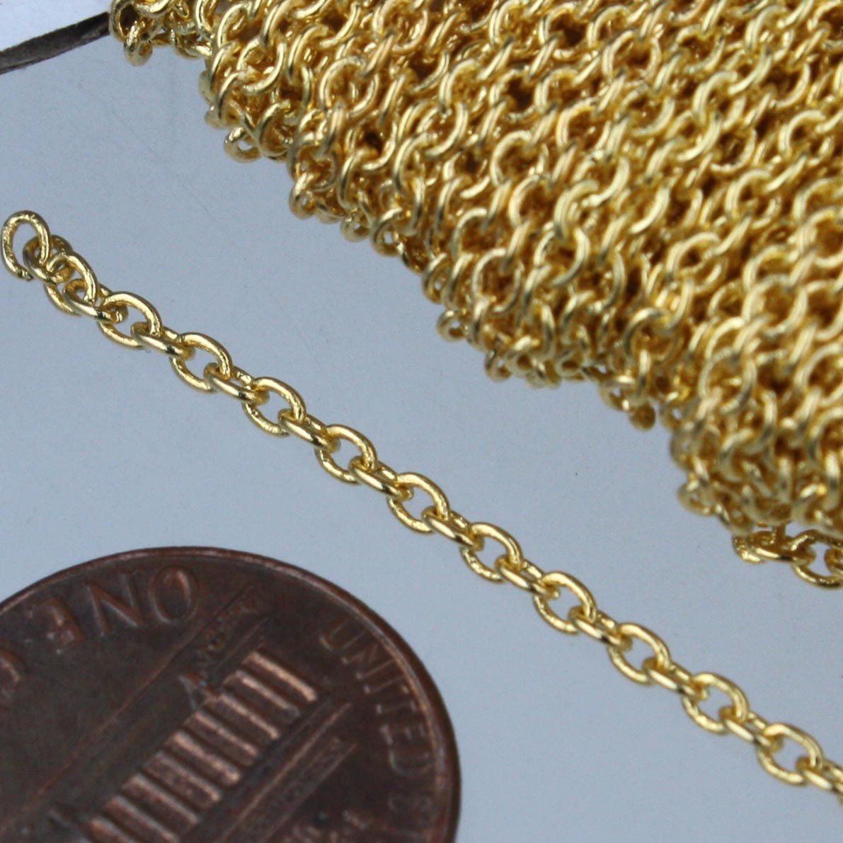 32 ft of Gold Plated Round SOLDERED Cable Chain - 2.6x2.1mm SOLDERED Link - 2621S