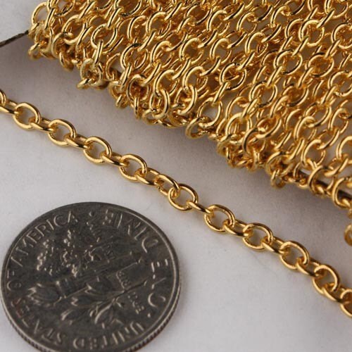32 ft of Gold Plated Cable Chain - 3.8x2.7mm unsoldered link - 3827CA