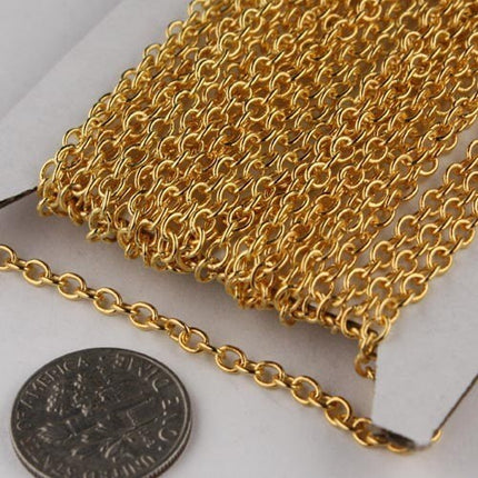 32 ft of Gold Plated Cable Chain - 3.8x2.7mm unsoldered link - 3827CA