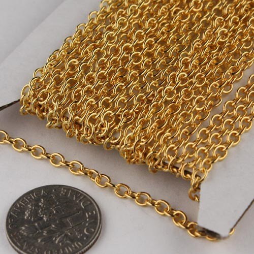 32 ft of Gold Plated Cable Chain - 3.8x2.7mm unsoldered link - 3827CA