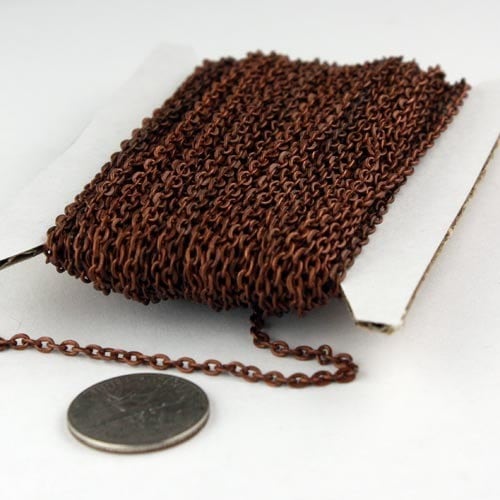 32 Ft. of Antique Copper Finished Flat Cable Chains - 3x2.2mm unsoldered - 322FLAT