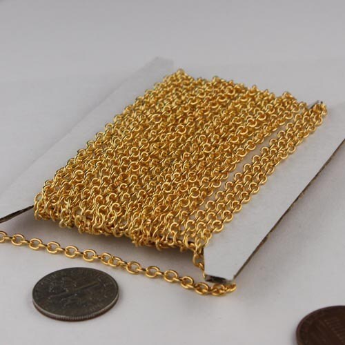12 ft of Gold Plated Cable Chain - 3.8x2.7mm unsoldered link - 3827CA