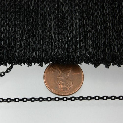50 Ft. Black finished Flat Cable Chains - 3x2.2mm unsoldered - 322FLAT