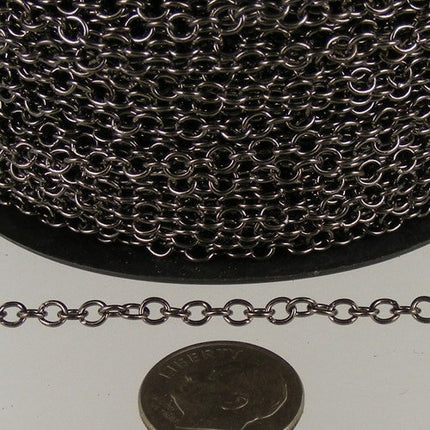 100 ft. spool of Gunmetal Finished Round CIRCLE Cable Chain - 3.2mm Unsoldered Link - 32CIRCLE