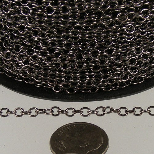 100 ft. spool of Gunmetal Finished Round CIRCLE Cable Chain - 3.2mm Unsoldered Link - 32CIRCLE
