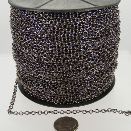 100 ft. spool of Gunmetal Finished Round CIRCLE Cable Chain - 3.2mm Unsoldered Link - 32CIRCLE