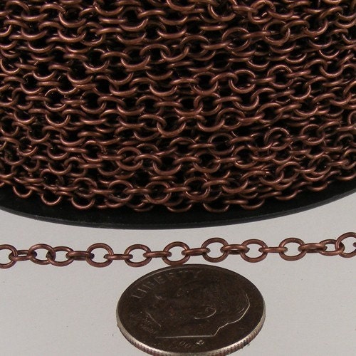 100 ft. spool of Antique Copper Finished Round CIRCLE Cable Chain - 3.2mm Unsoldered Link - 32CIRCLE