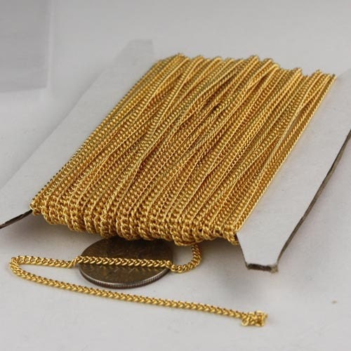 Sample 3 ft spool of Gold Plated SOLDERED Curb Chain - 1.6mm SOLDERED Link - with Matching Jumpring(10pcs) and Lobster (2pcs) - 1.6S