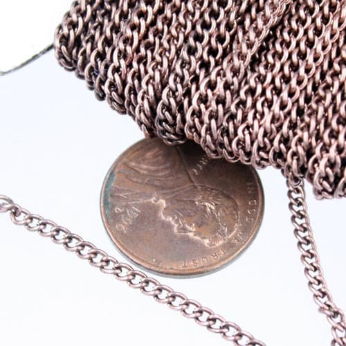 32 ft of Antique Copper Finished Curb Chain - 2.2mm 0.6mm Unsoldered - 2.2S