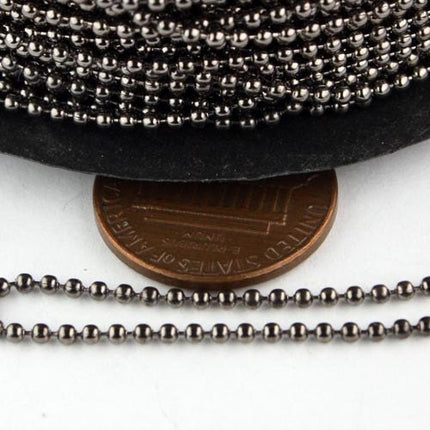 SALE Sale 300 ft spool of Gunmetal plated ball chain - 1.5mm with 100 pcs of Connectors (Crimp) - 15BALL