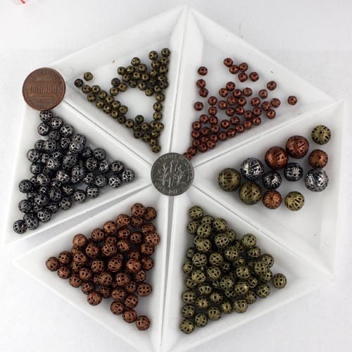 Wholesale Lot 500 pcs of Rhodium Plated Filigree Round Beads Spacer - 6mm - Ship from California USA