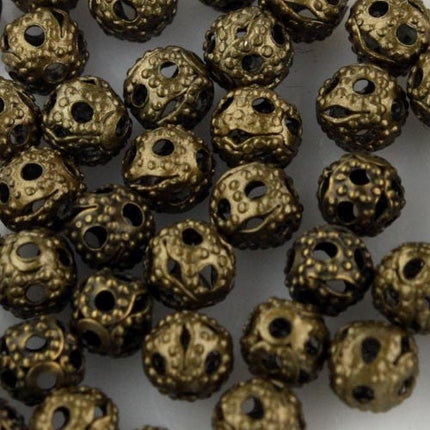 Wholesale Lot 500 pcs of Antique Brass Filigree Round Beads Spacer - 4mm