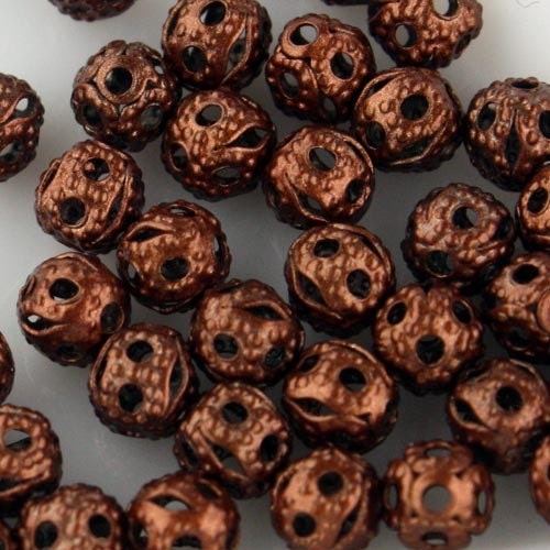 Wholesale Lot 500 pcs of Antique Copper Filigree Round Beads Spacer - 4mm