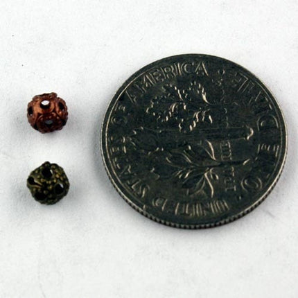 Wholesale Lot 500 pcs of Antique Copper Filigree Round Beads Spacer - 4mm