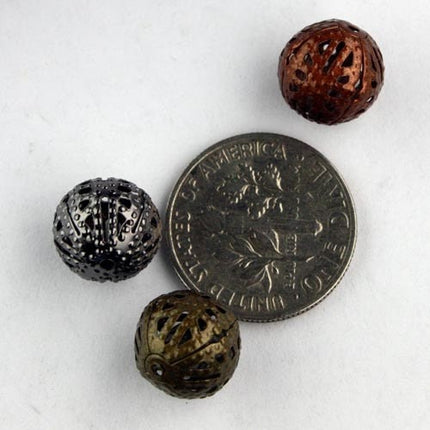 50 pcs of Antique Brass Filigree Round Beads Spacer - 10mm