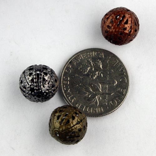 50 pcs of Antique Brass Filigree Round Beads Spacer - 10mm