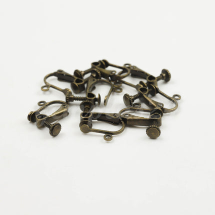 30 pcs of Antique Brass Finished on Brass Screw Back Earring Clips - 18x14mm